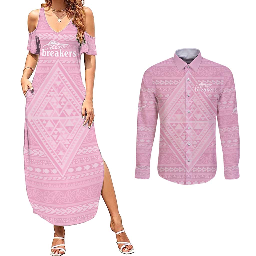 Custom New Zealand Basketball Indigenous Couples Matching Summer Maxi Dress and Long Sleeve Button Shirt - Polynesian Pride