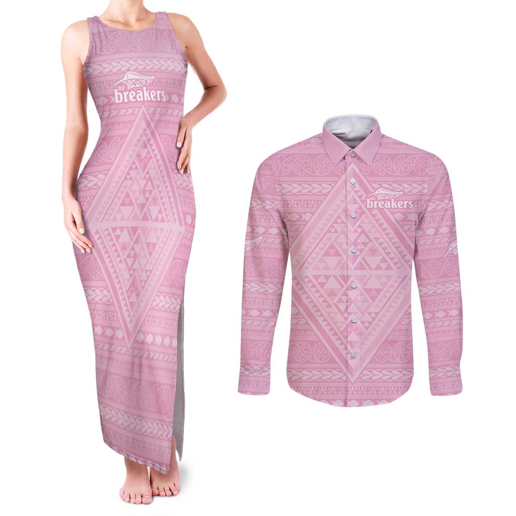 Custom New Zealand Basketball Indigenous Couples Matching Tank Maxi Dress and Long Sleeve Button Shirt - Polynesian Pride
