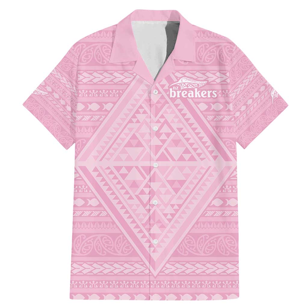 Custom New Zealand Basketball Indigenous Family Matching Mermaid Dress and Hawaiian Shirt LT9 Dad's Shirt - Short Sleeve Pink - Polynesian Pride