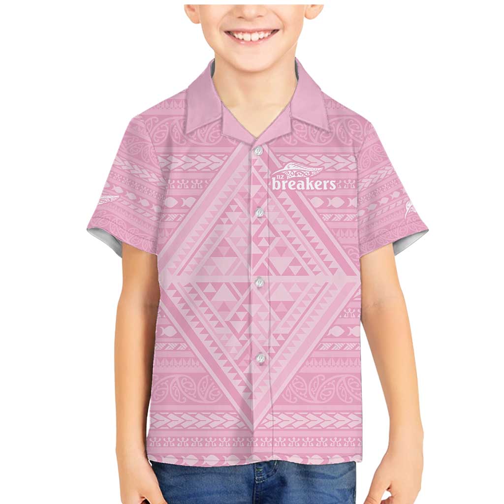 Custom New Zealand Basketball Indigenous Family Matching Mermaid Dress and Hawaiian Shirt LT9 Son's Shirt Pink - Polynesian Pride