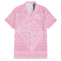 Custom New Zealand Basketball Indigenous Family Matching Puletasi and Hawaiian Shirt LT9 Dad's Shirt - Short Sleeve Pink - Polynesian Pride