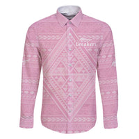 Custom New Zealand Basketball Indigenous Family Matching Puletasi and Hawaiian Shirt LT9 Dad's Shirt - Long Sleeve Pink - Polynesian Pride