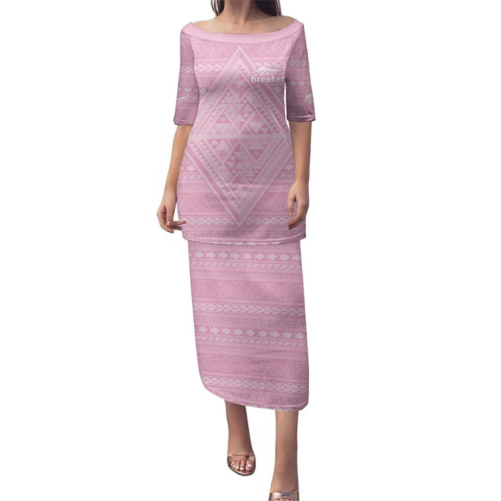 Custom New Zealand Basketball Indigenous Family Matching Puletasi and Hawaiian Shirt LT9 Mom's Dress Pink - Polynesian Pride