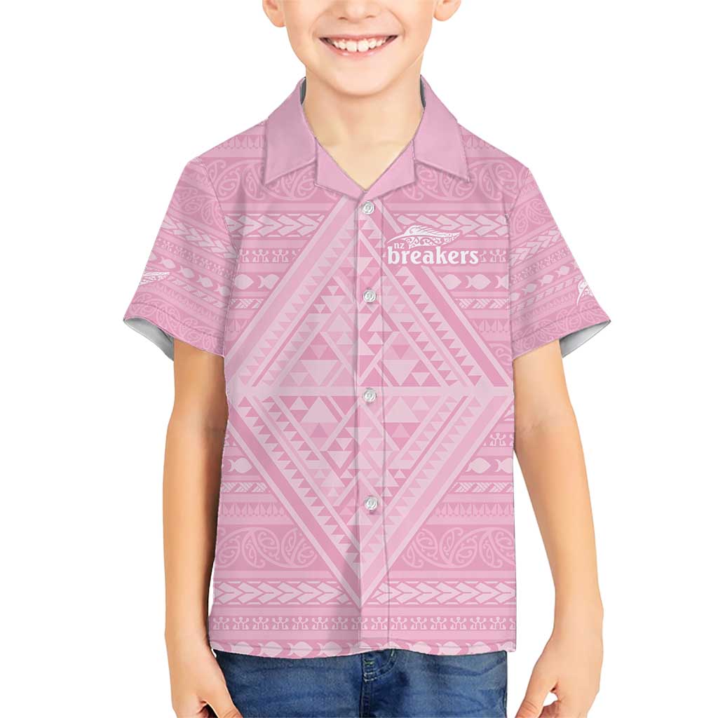 Custom New Zealand Basketball Indigenous Family Matching Short Sleeve Bodycon Dress and Hawaiian Shirt LT9 Son's Shirt Pink - Polynesian Pride
