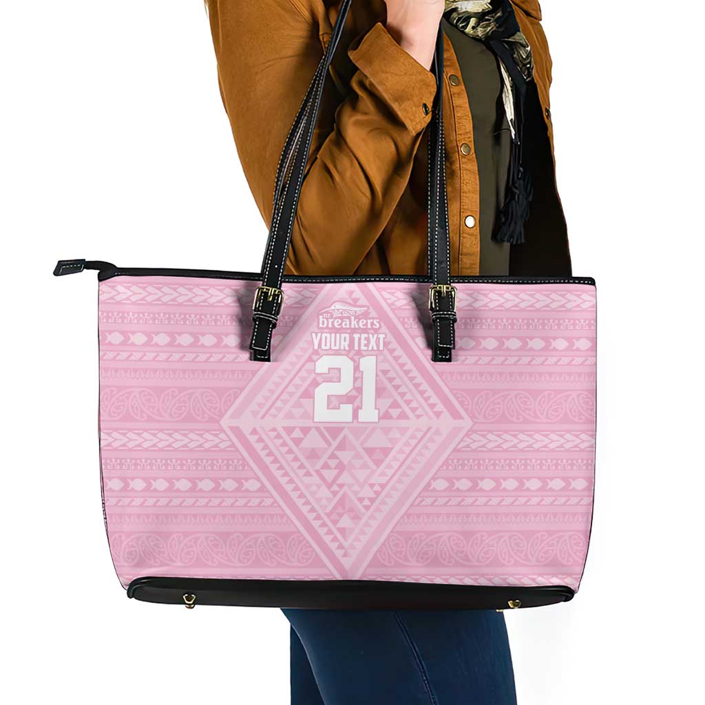 Custom New Zealand Basketball Indigenous Leather Tote Bag - Polynesian Pride