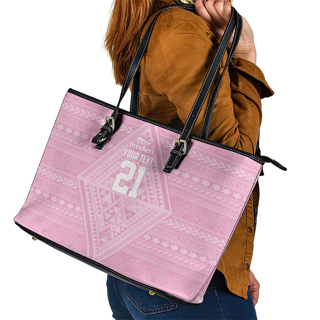 Custom New Zealand Basketball Indigenous Leather Tote Bag - Polynesian Pride