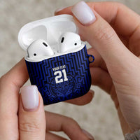 Custom Basketball New Zealand AirPods Case Blue Maori Ta Moko Indigenous - Polynesian Pride