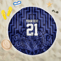 Custom Basketball New Zealand Beach Blanket Blue Maori Ta Moko Indigenous - Polynesian Pride