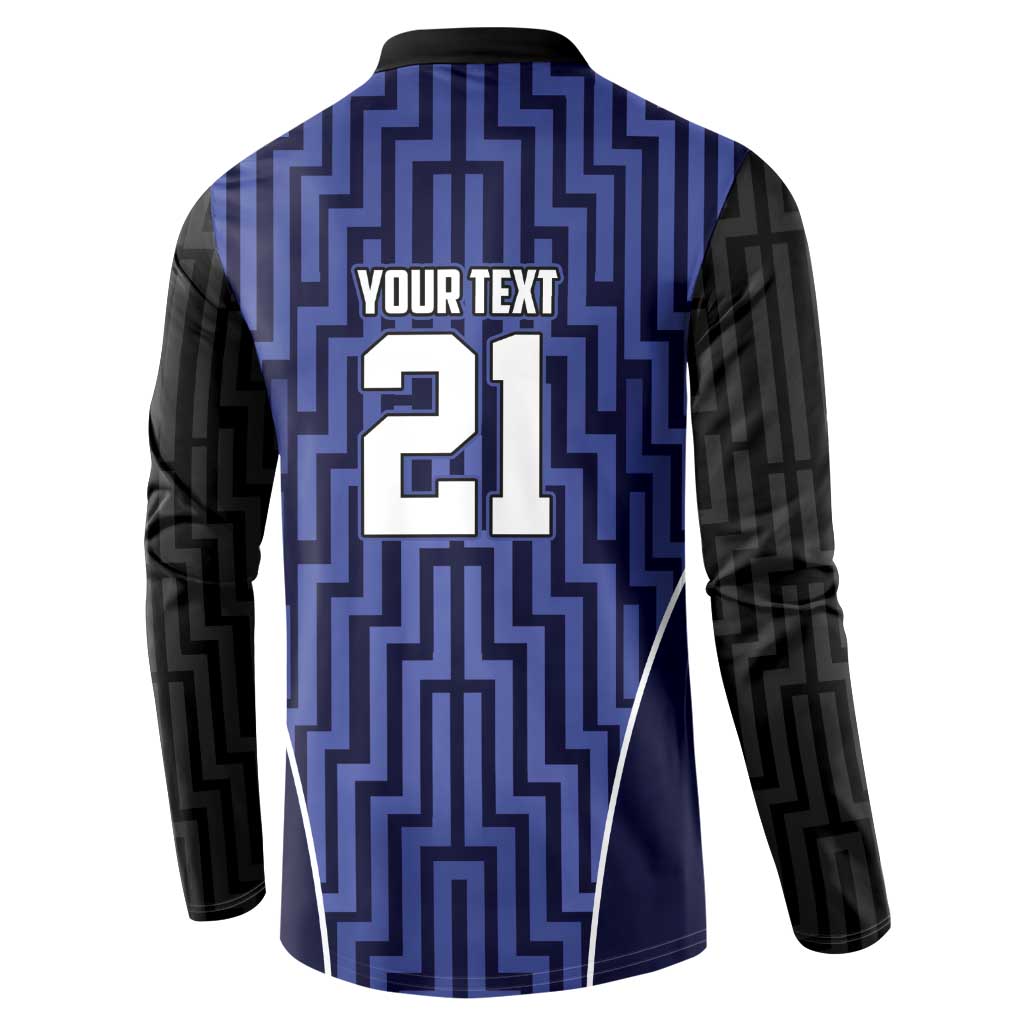 Custom Basketball New Zealand Button Sweatshirt Blue Maori Ta Moko Indigenous LT9 - Polynesian Pride