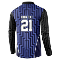 Custom Basketball New Zealand Button Sweatshirt Blue Maori Ta Moko Indigenous LT9 - Polynesian Pride