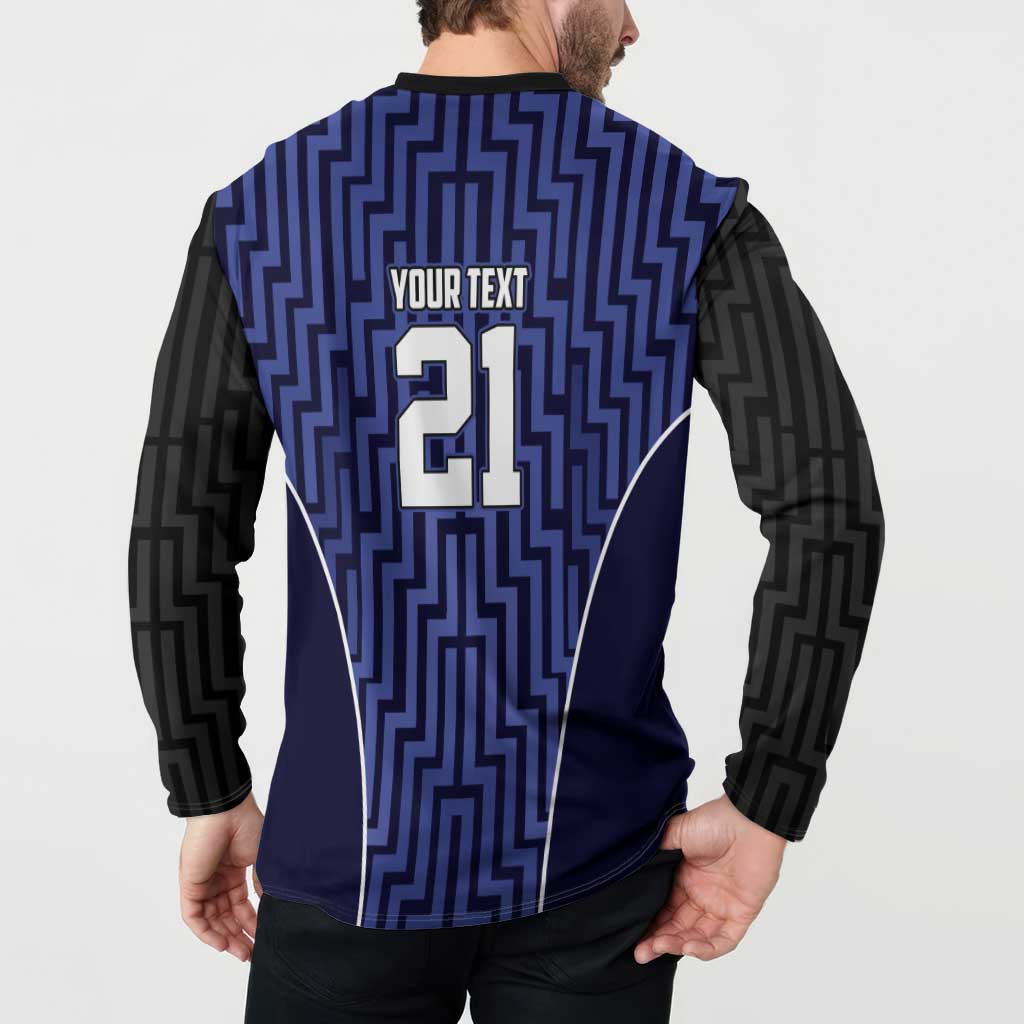 Custom Basketball New Zealand Button Sweatshirt Blue Maori Ta Moko Indigenous LT9 - Polynesian Pride