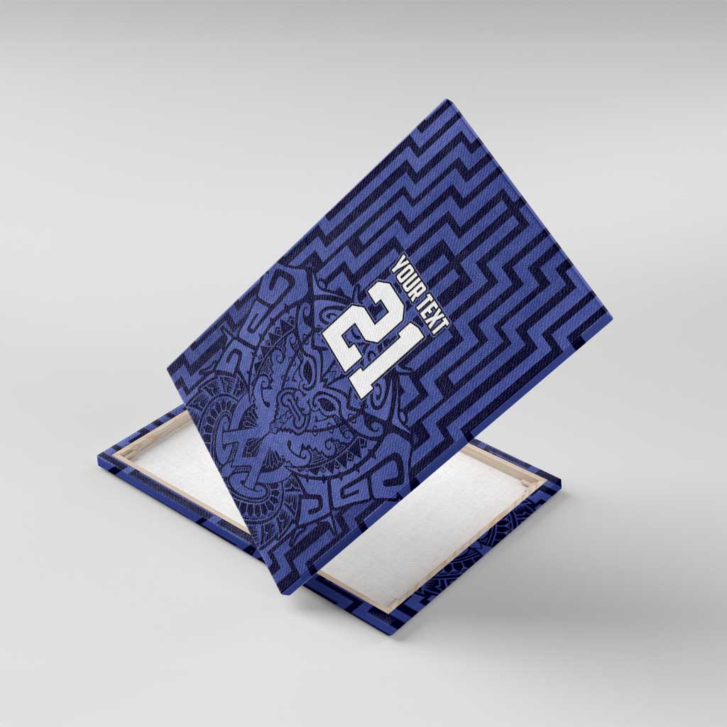 Custom Basketball New Zealand Canvas Wall Art Blue Maori Ta Moko Indigenous - Polynesian Pride