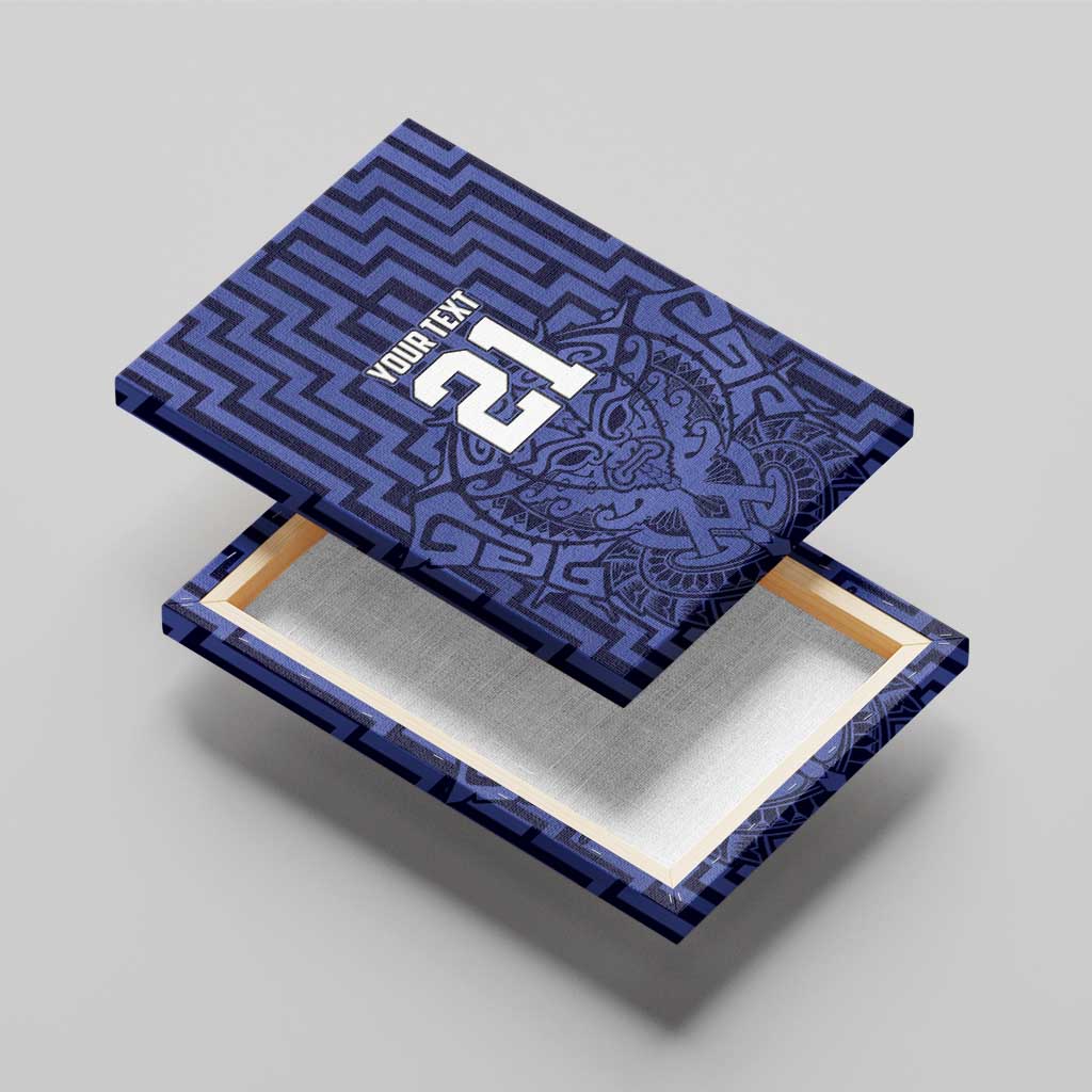 Custom Basketball New Zealand Canvas Wall Art Blue Maori Ta Moko Indigenous - Polynesian Pride