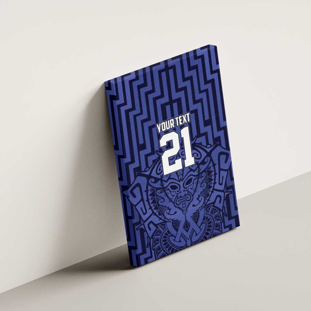 Custom Basketball New Zealand Canvas Wall Art Blue Maori Ta Moko Indigenous - Polynesian Pride
