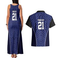 Custom Basketball New Zealand Couples Matching Tank Maxi Dress and Hawaiian Shirt Blue Maori Ta Moko Indigenous LT9 - Polynesian Pride