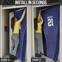 Custom Basketball New Zealand Door Cover Blue Maori Ta Moko Indigenous - Polynesian Pride