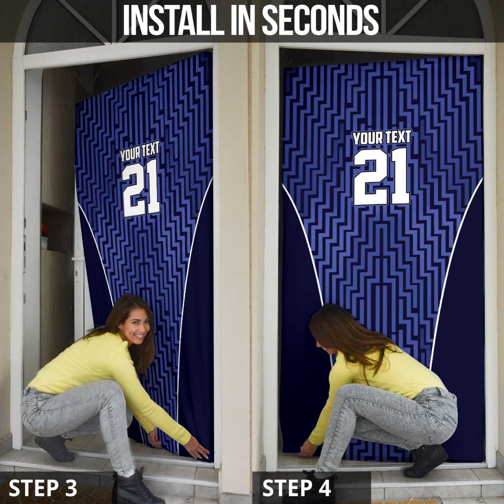 Custom Basketball New Zealand Door Cover Blue Maori Ta Moko Indigenous - Polynesian Pride