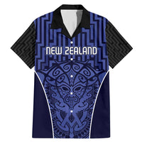 Custom Basketball New Zealand Family Matching Mermaid Dress and Hawaiian Shirt Blue Maori Ta Moko Indigenous LT9 Dad's Shirt - Short Sleeve Blue - Polynesian Pride