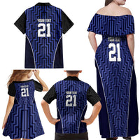 Custom Basketball New Zealand Family Matching Off Shoulder Maxi Dress and Hawaiian Shirt Blue Maori Ta Moko Indigenous LT9 - Polynesian Pride
