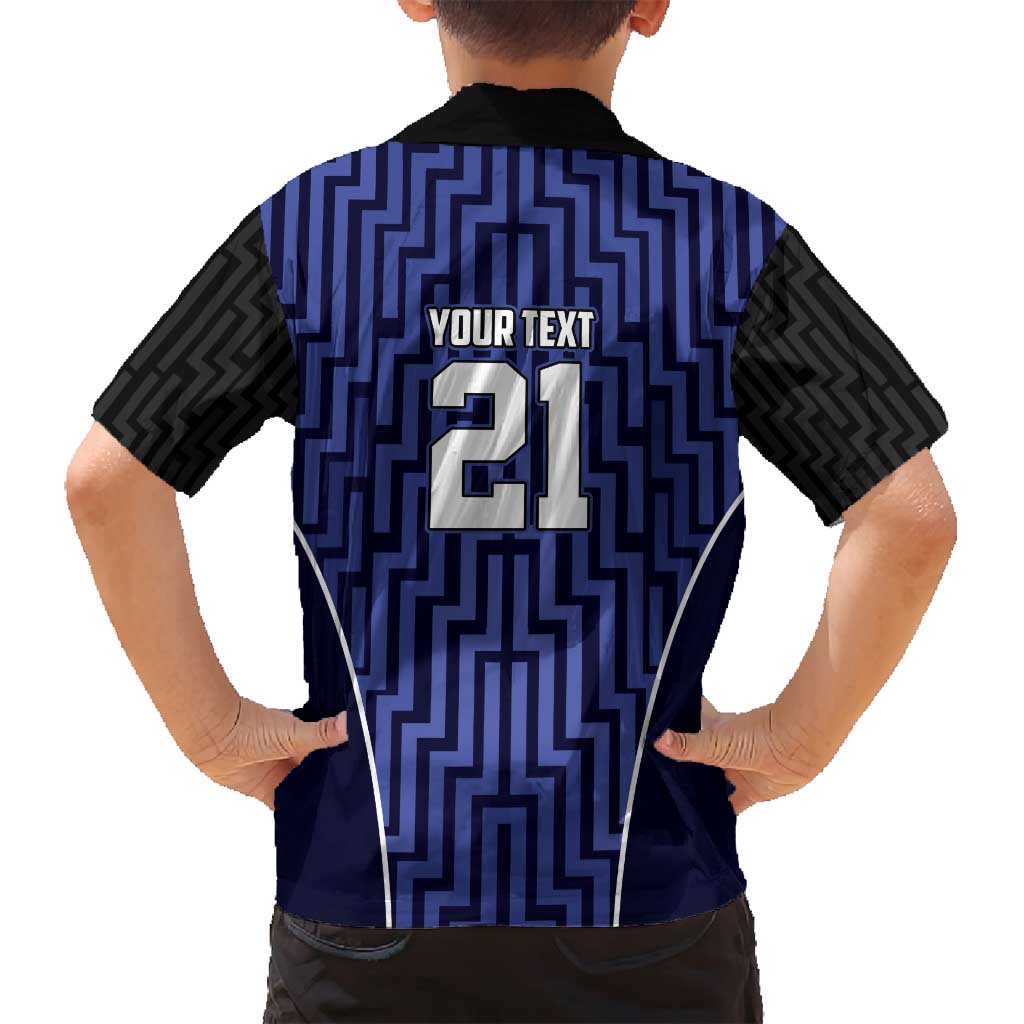 Custom Basketball New Zealand Family Matching Off Shoulder Short Dress and Hawaiian Shirt Blue Maori Ta Moko Indigenous LT9 - Polynesian Pride