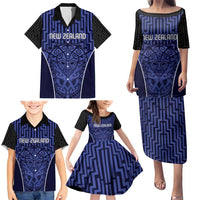 Custom Basketball New Zealand Family Matching Puletasi and Hawaiian Shirt Blue Maori Ta Moko Indigenous LT9 - Polynesian Pride
