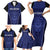 Custom Basketball New Zealand Family Matching Short Sleeve Bodycon Dress and Hawaiian Shirt Blue Maori Ta Moko Indigenous - Polynesian Pride