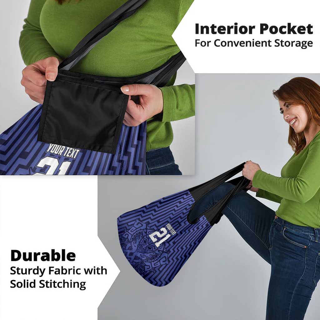 Custom Basketball New Zealand Grocery Bag Blue Maori Ta Moko Indigenous - Polynesian Pride