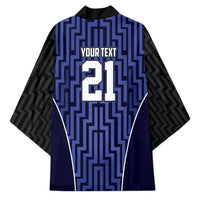 Custom Basketball New Zealand Kimono Blue Maori Ta Moko Indigenous - Polynesian Pride