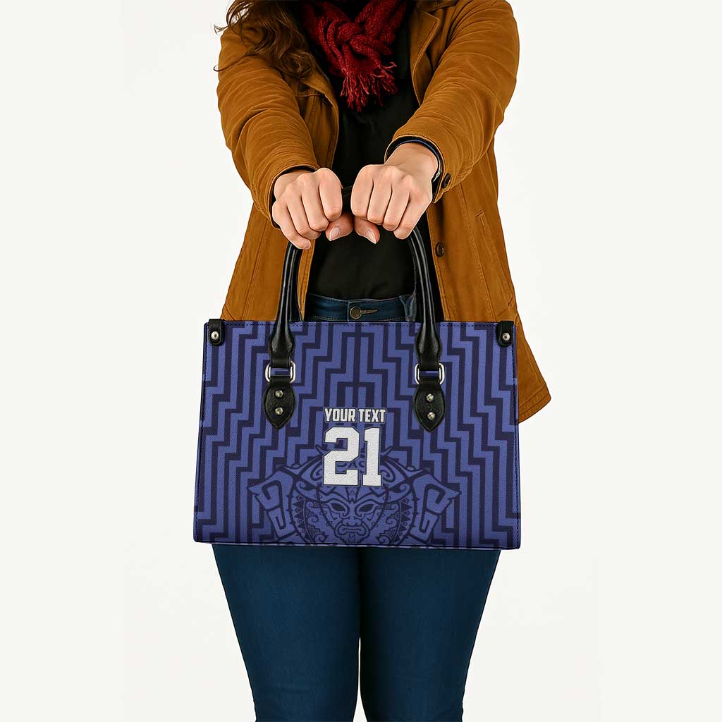 Custom Basketball New Zealand Leather Bag Blue Maori Ta Moko Indigenous - Polynesian Pride
