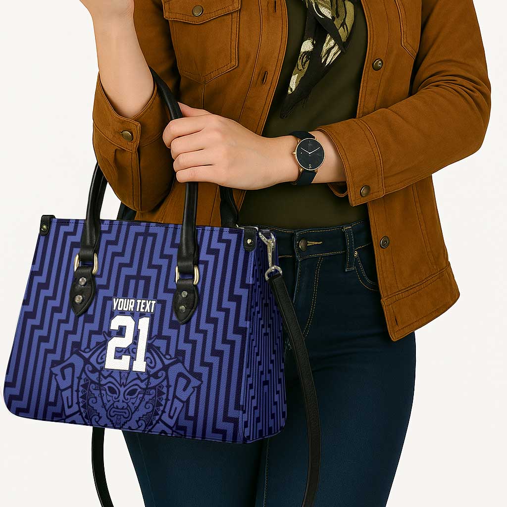 Custom Basketball New Zealand Leather Bag Blue Maori Ta Moko Indigenous - Polynesian Pride