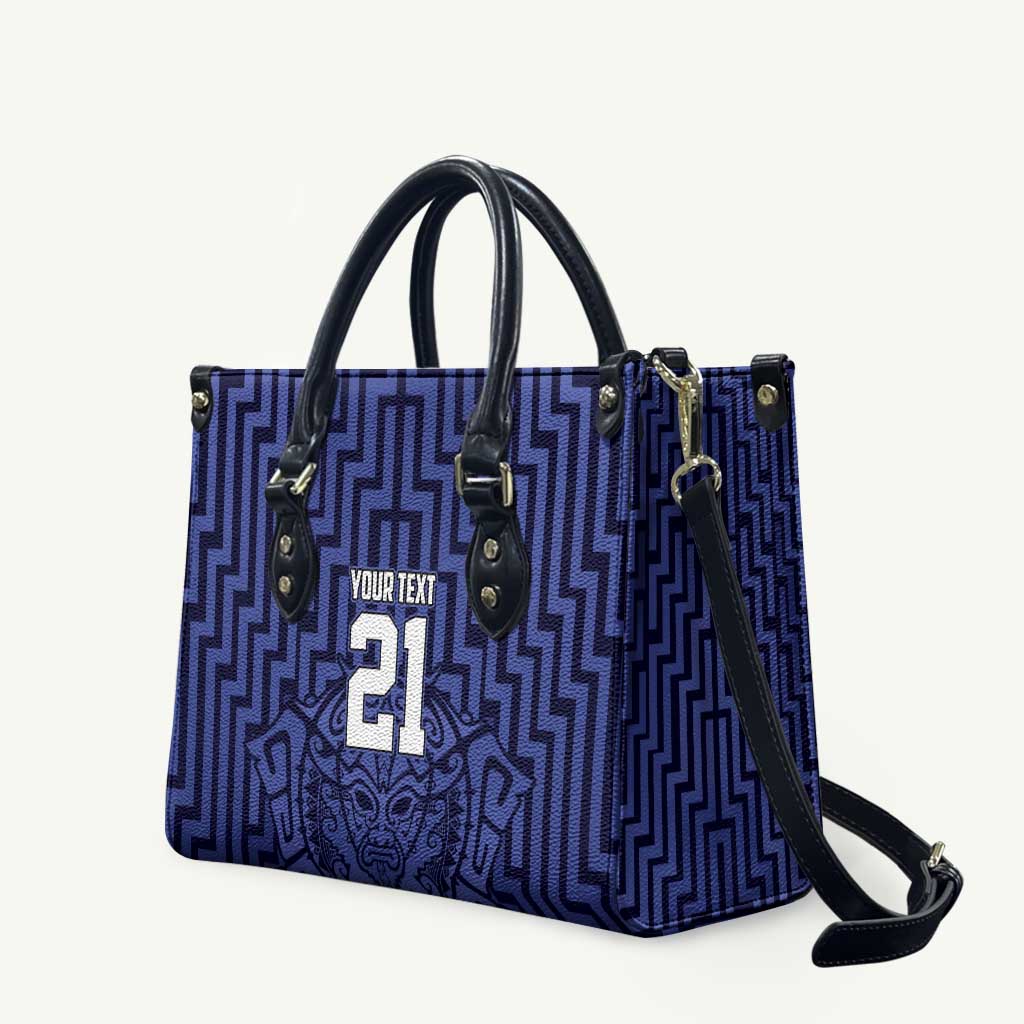 Custom Basketball New Zealand Leather Bag Blue Maori Ta Moko Indigenous - Polynesian Pride