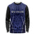 Custom Basketball New Zealand Long Sleeve Shirt Blue Maori Ta Moko Indigenous - Polynesian Pride