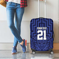 Custom Basketball New Zealand Luggage Cover Blue Maori Ta Moko Indigenous - Polynesian Pride