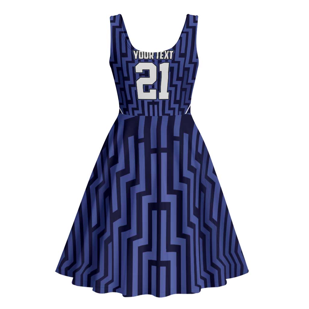 Custom Basketball New Zealand Midi Dress Blue Maori Ta Moko Indigenous - Polynesian Pride
