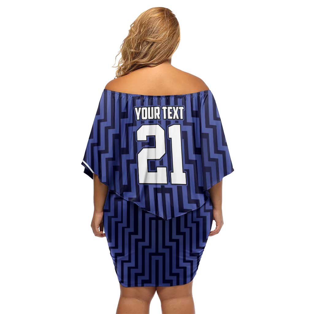Custom Basketball New Zealand Off Shoulder Short Dress Blue Maori Ta Moko Indigenous - Polynesian Pride