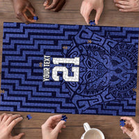 Custom Basketball New Zealand Puzzle Blue Maori Ta Moko Indigenous - Polynesian Pride