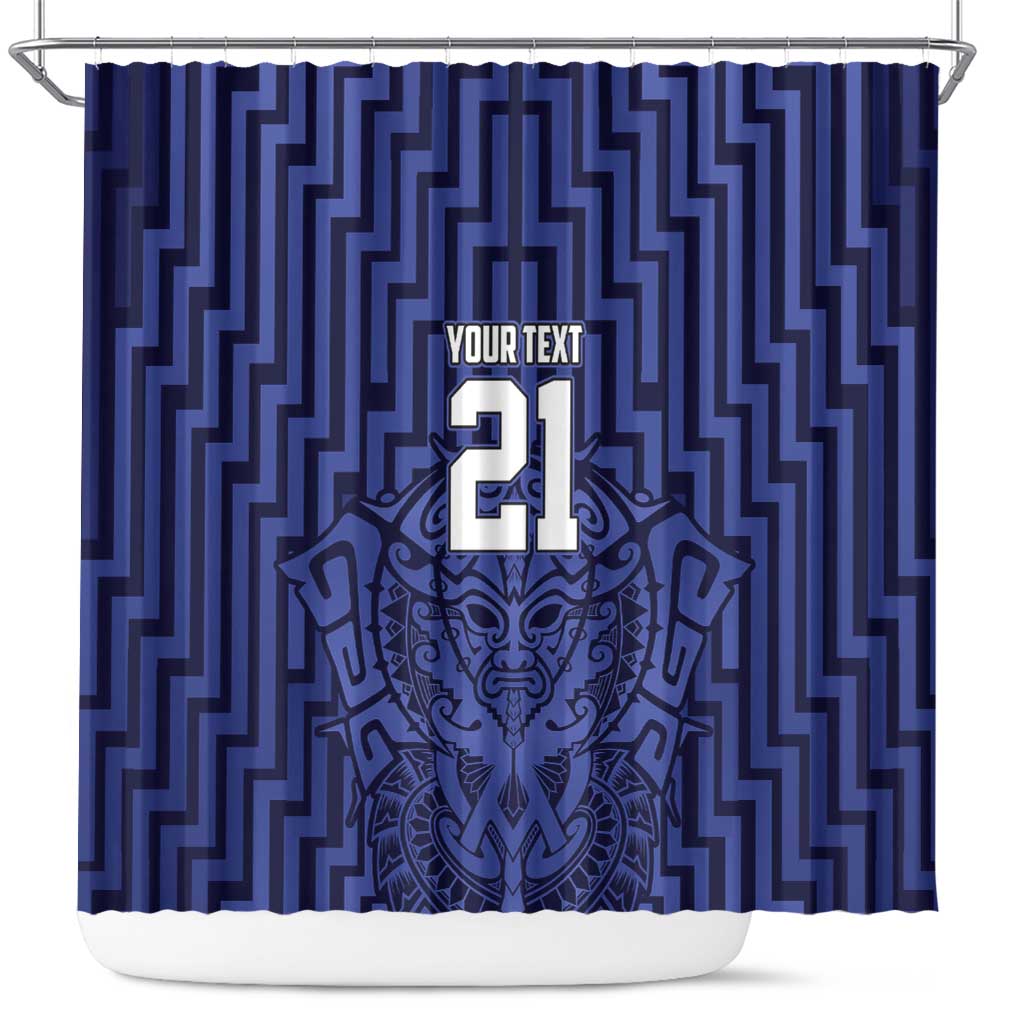 Custom Basketball New Zealand Shower Curtain Blue Maori Ta Moko Indigenous LT9 Blue - Polynesian Pride