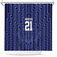 Custom Basketball New Zealand Shower Curtain Blue Maori Ta Moko Indigenous LT9 Blue - Polynesian Pride