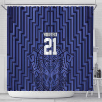 Custom Basketball New Zealand Shower Curtain Blue Maori Ta Moko Indigenous LT9 - Polynesian Pride