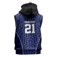 Custom Basketball New Zealand Sleeveless Zip Hoodie Blue Maori Ta Moko Indigenous - Polynesian Pride