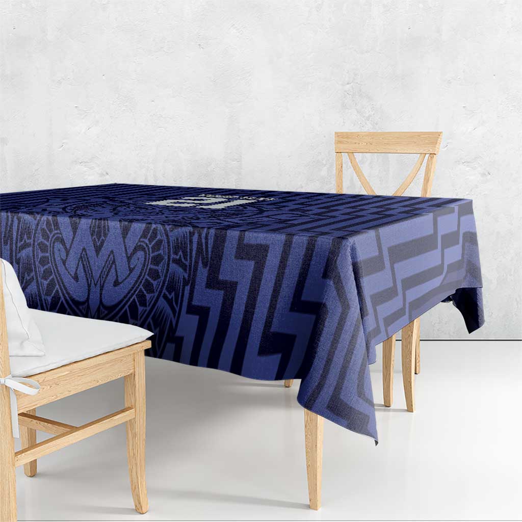 Custom Basketball New Zealand Tablecloth Blue Maori Ta Moko Indigenous - Polynesian Pride