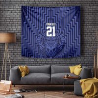 Custom Basketball New Zealand Tapestry Blue Maori Ta Moko Indigenous - Polynesian Pride