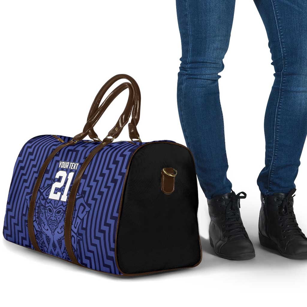 Custom Basketball New Zealand Travel Bag Blue Maori Ta Moko Indigenous - Polynesian Pride