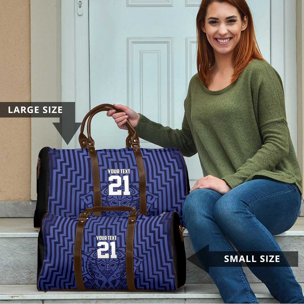 Custom Basketball New Zealand Travel Bag Blue Maori Ta Moko Indigenous - Polynesian Pride
