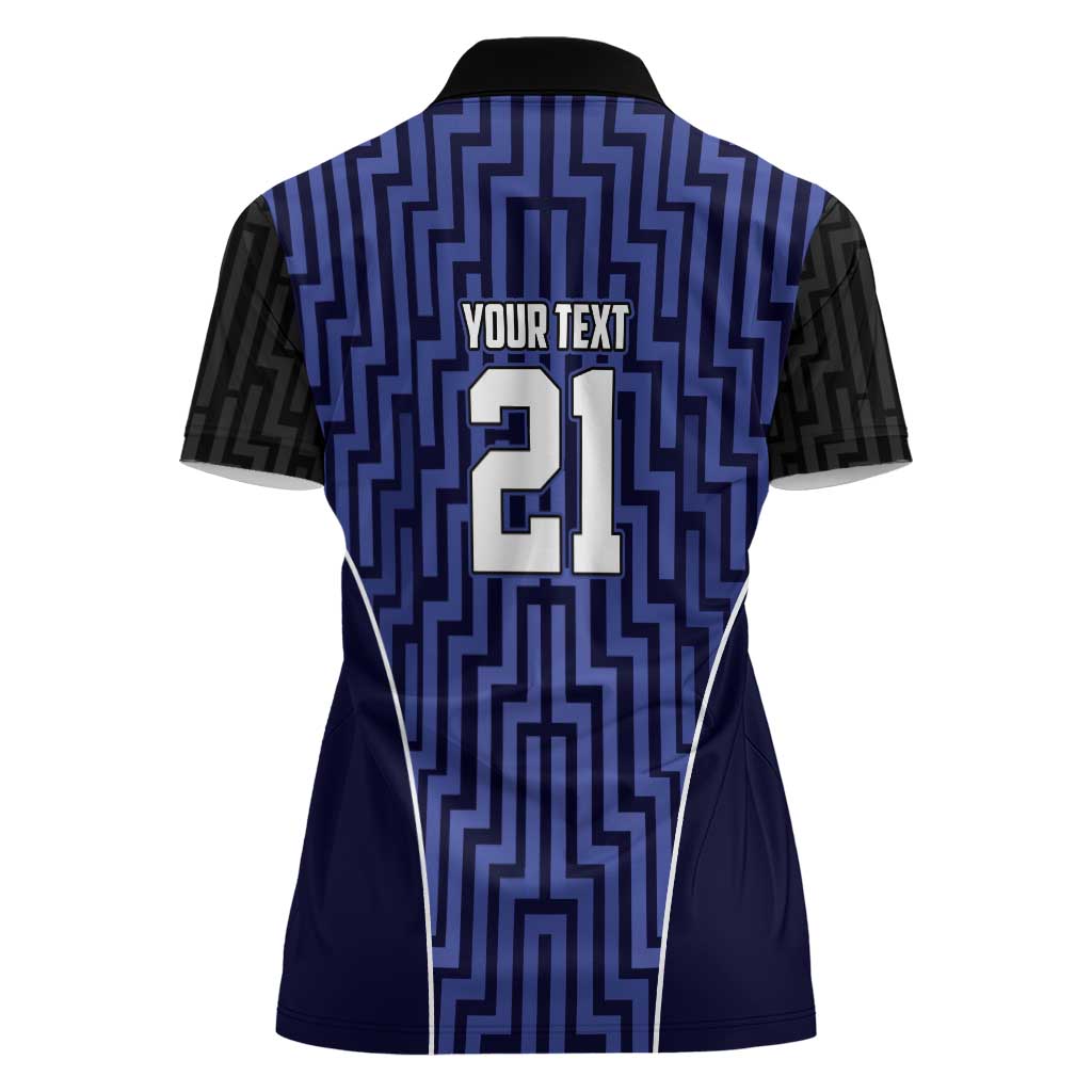 Custom Basketball New Zealand Women Polo Shirt Blue Maori Ta Moko Indigenous - Polynesian Pride
