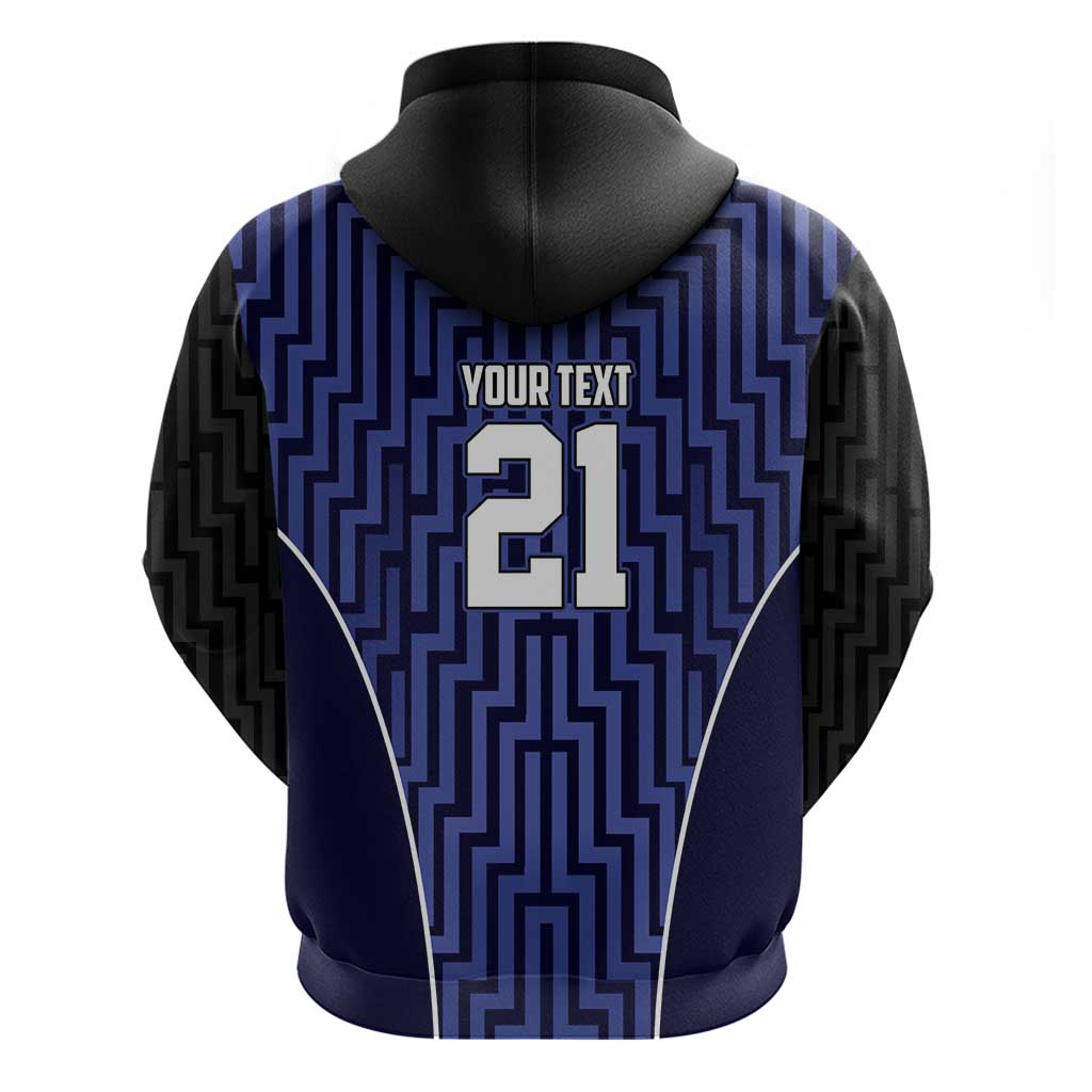 Custom Basketball New Zealand Zip Hoodie Blue Maori Ta Moko Indigenous - Polynesian Pride