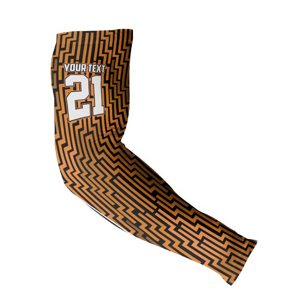 Custom Basketball New Zealand Arm Sleeves Gold Maori Ta Moko Indigenous - Polynesian Pride