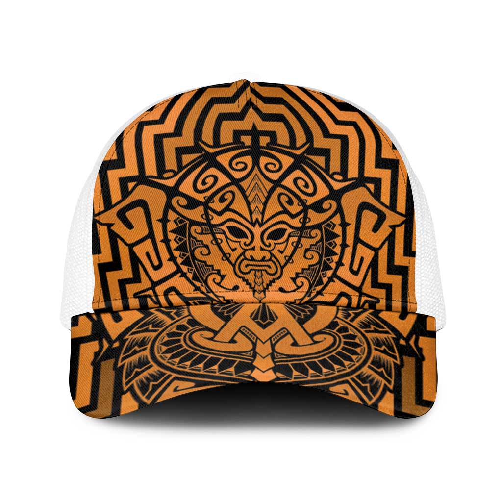 Basketball New Zealand Baseball Net Cap Gold Maori Ta Moko Indigenous - Polynesian Pride