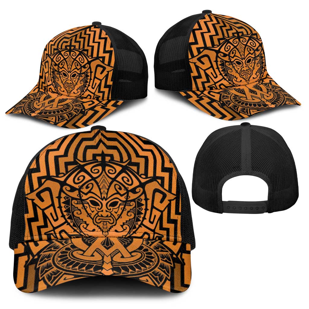 Basketball New Zealand Baseball Net Cap Gold Maori Ta Moko Indigenous - Polynesian Pride