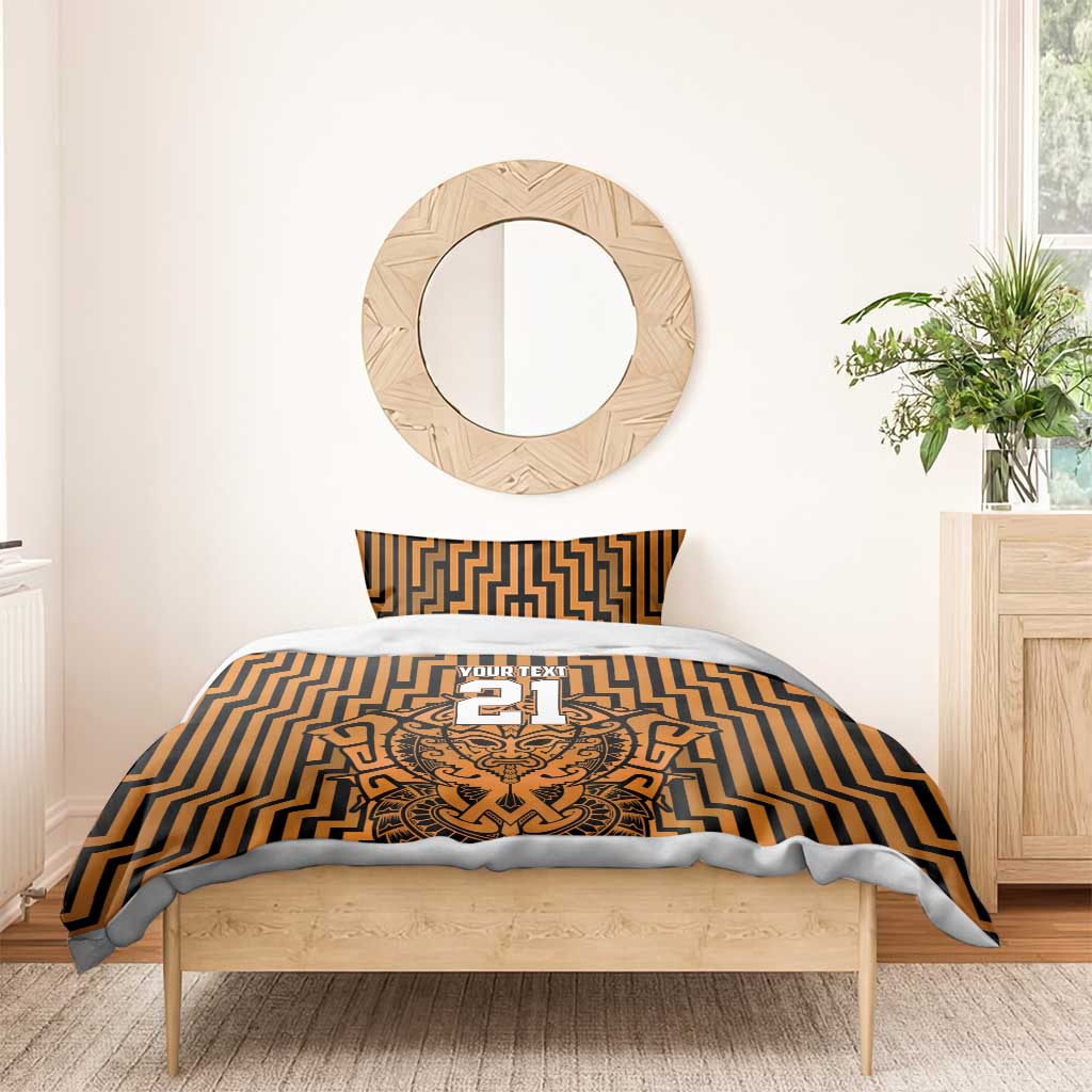 Custom Basketball New Zealand Bedding Set Gold Maori Ta Moko Indigenous - Polynesian Pride